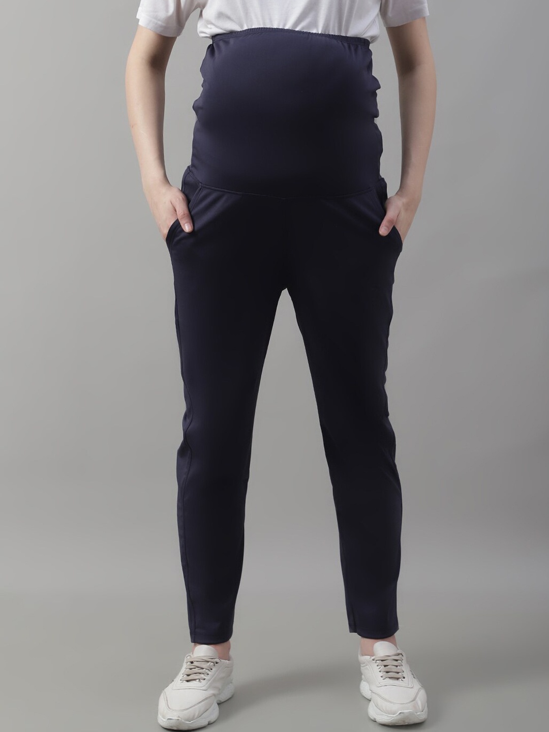 

Frempy Women Straight-Fit Maternity Track Pants, Navy blue