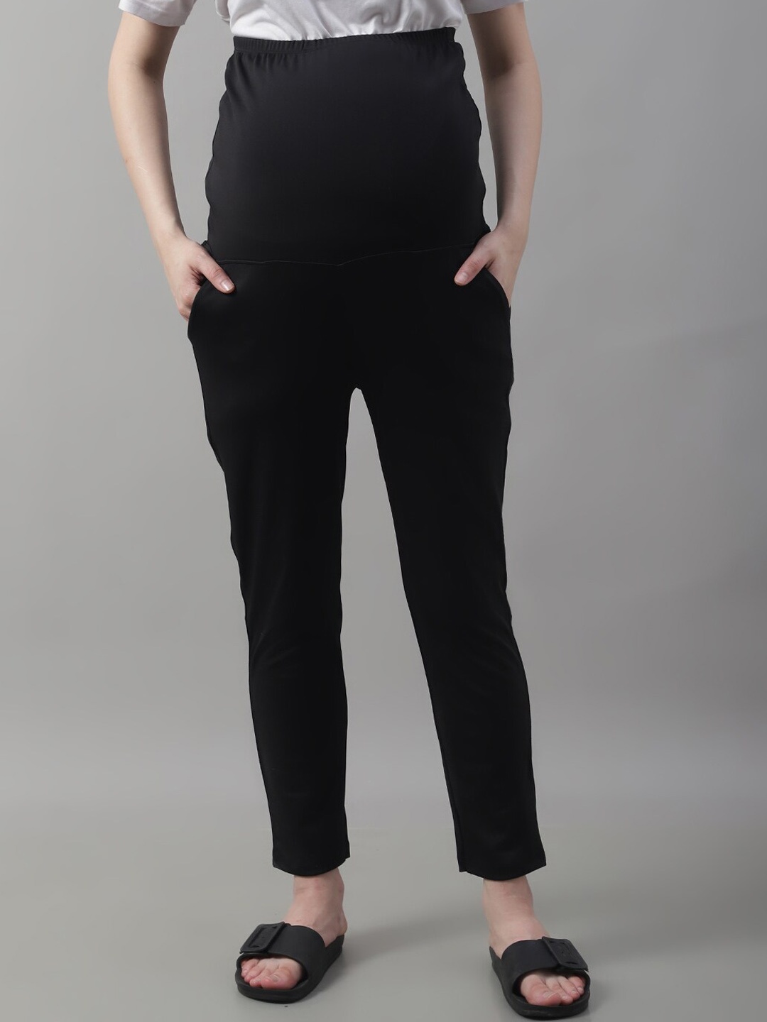 

Frempy Women Solid Maternity Lounge Pants, Black