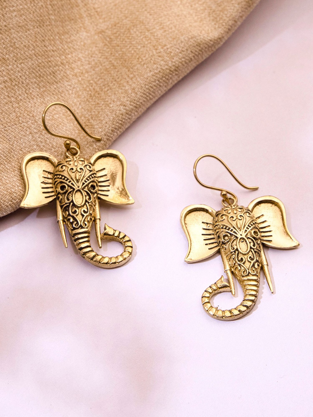 

Studio One Love Brass-Plated Contemporary Drop Earrings, Gold