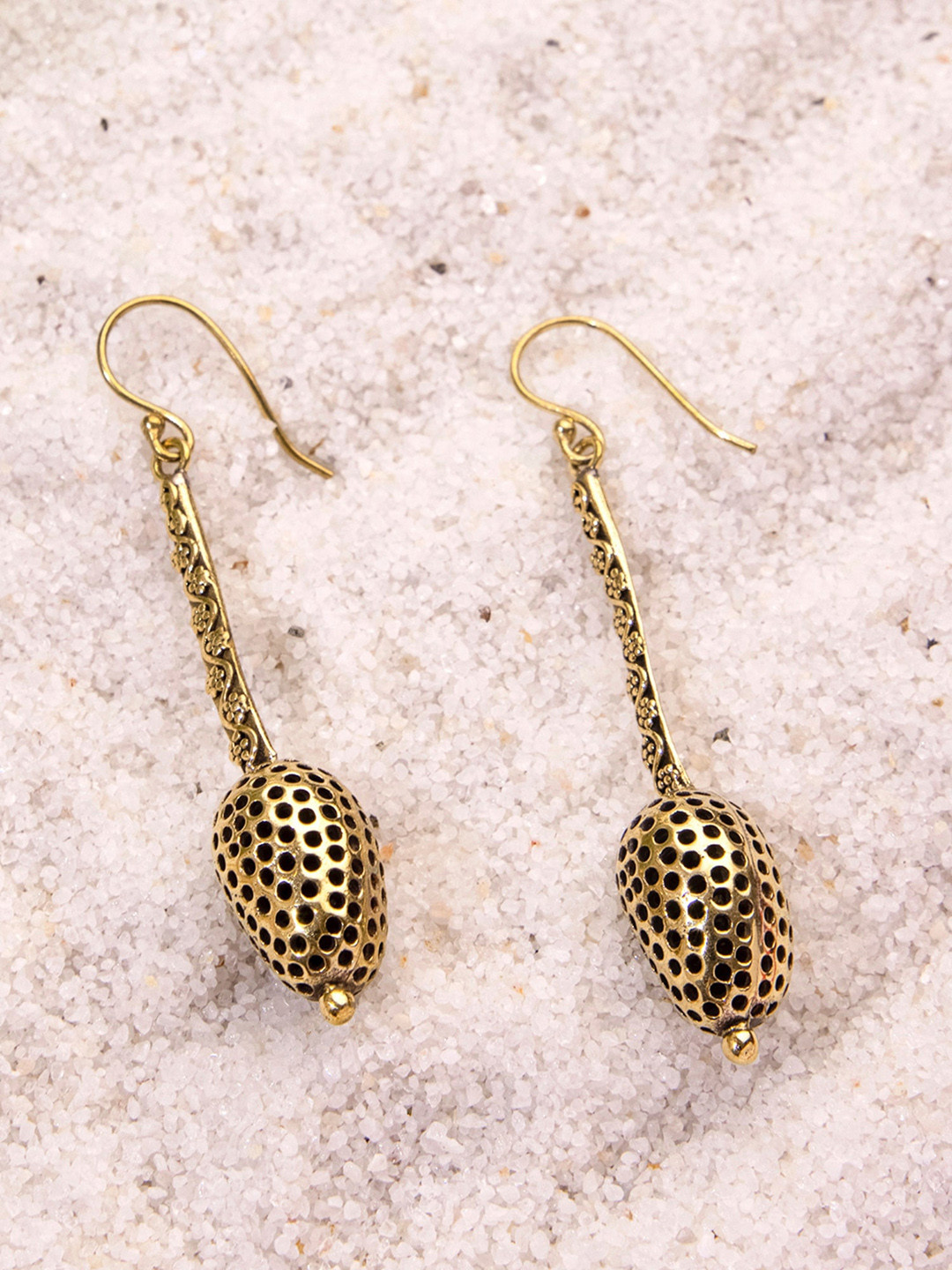 

Studio One Love Brass-Plated Contemporary Drop Earrings, Gold