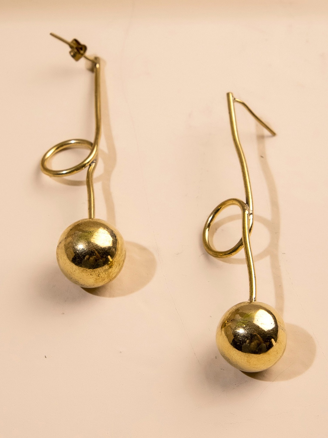 

Studio One Love Brass-Plated Contemporary Drop Earrings, Gold