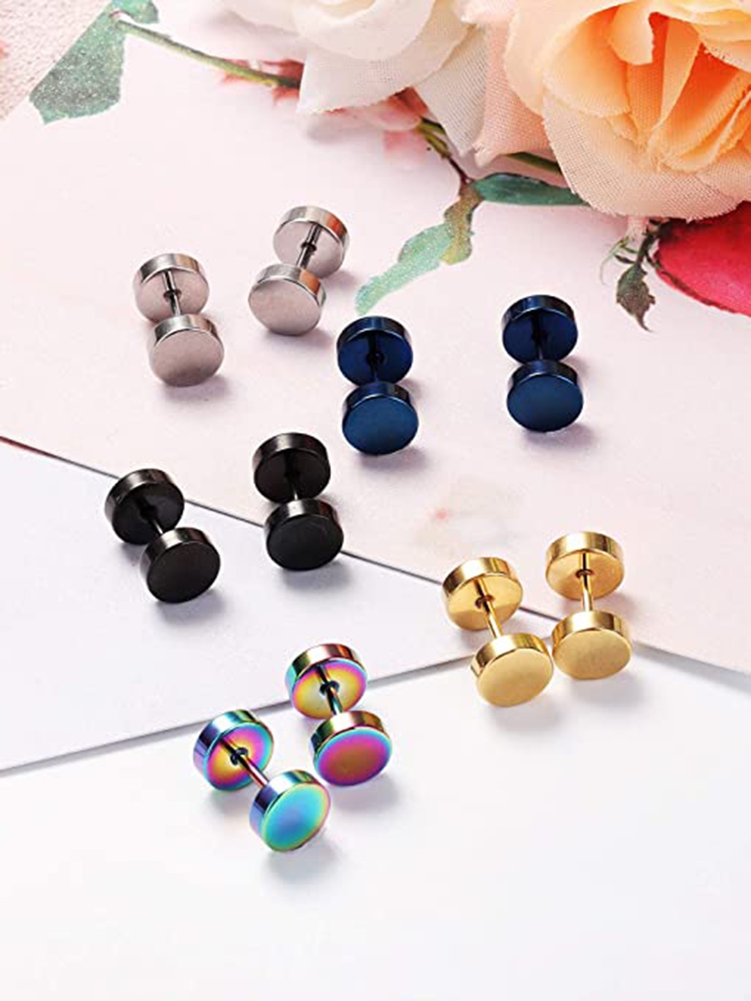 

KARISHMA KREATIONS Set Of 5 Double Sided Studs Earrings, Gold