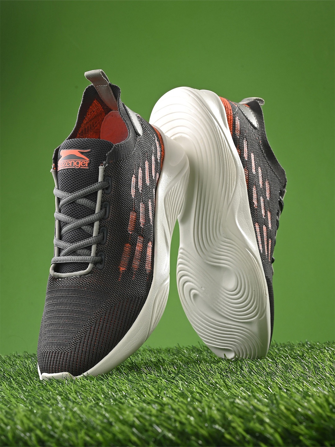 Slazenger Men Lace-Up Non-Marking Running Sports Sneakers, Grey
