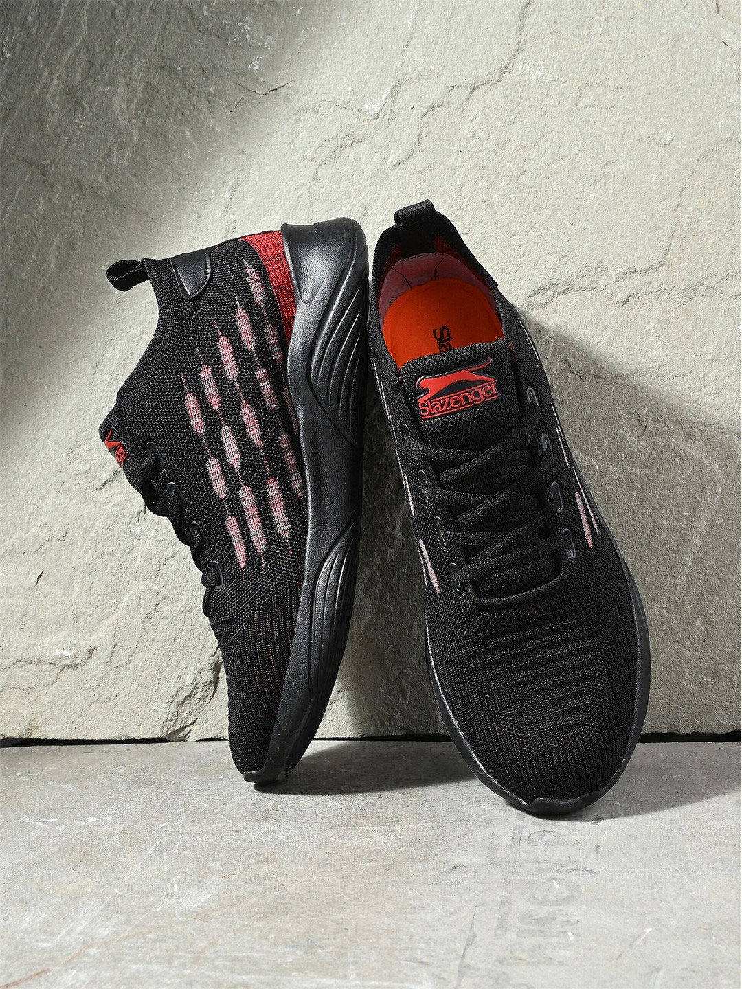 

Slazenger Men Textured Lace-Up Non-Marking Running Sports Sneakers, Black