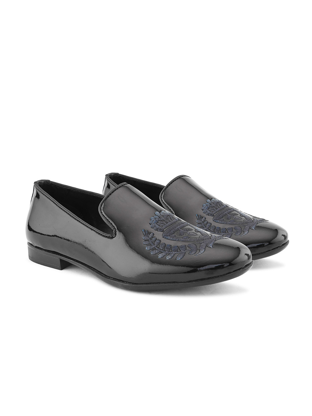 

House of Pataudi Men Textured Formal Loafers, Black
