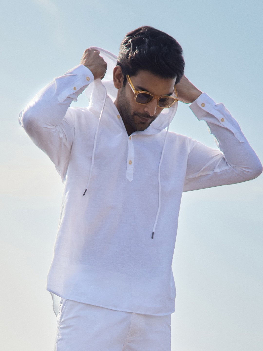 

KINGDOM OF WHITE Cloudie Cotton Linen Summer Hooded Shirt