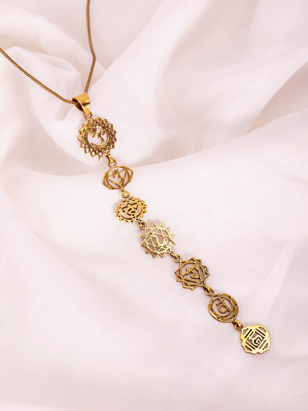 

Studio One Love Brass-Plated Contemporary-Shaped Pendant with Chain, Gold