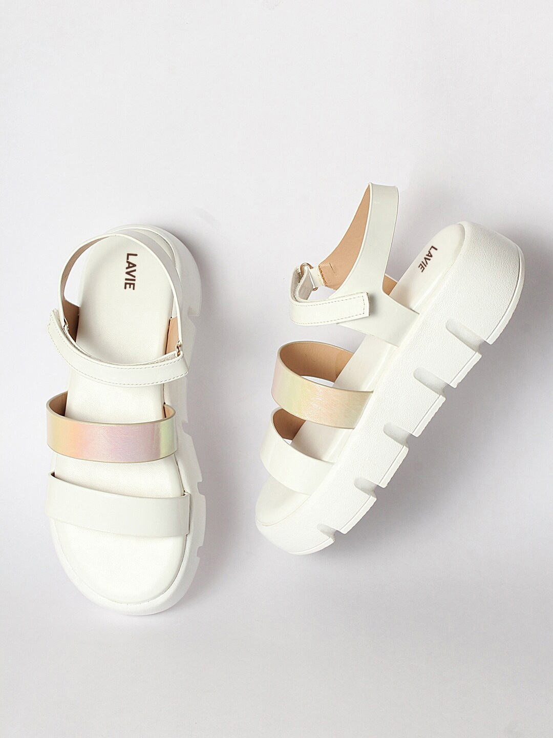 

Lavie Two Strap Open Toe Flatform Heels With Backstrap, White