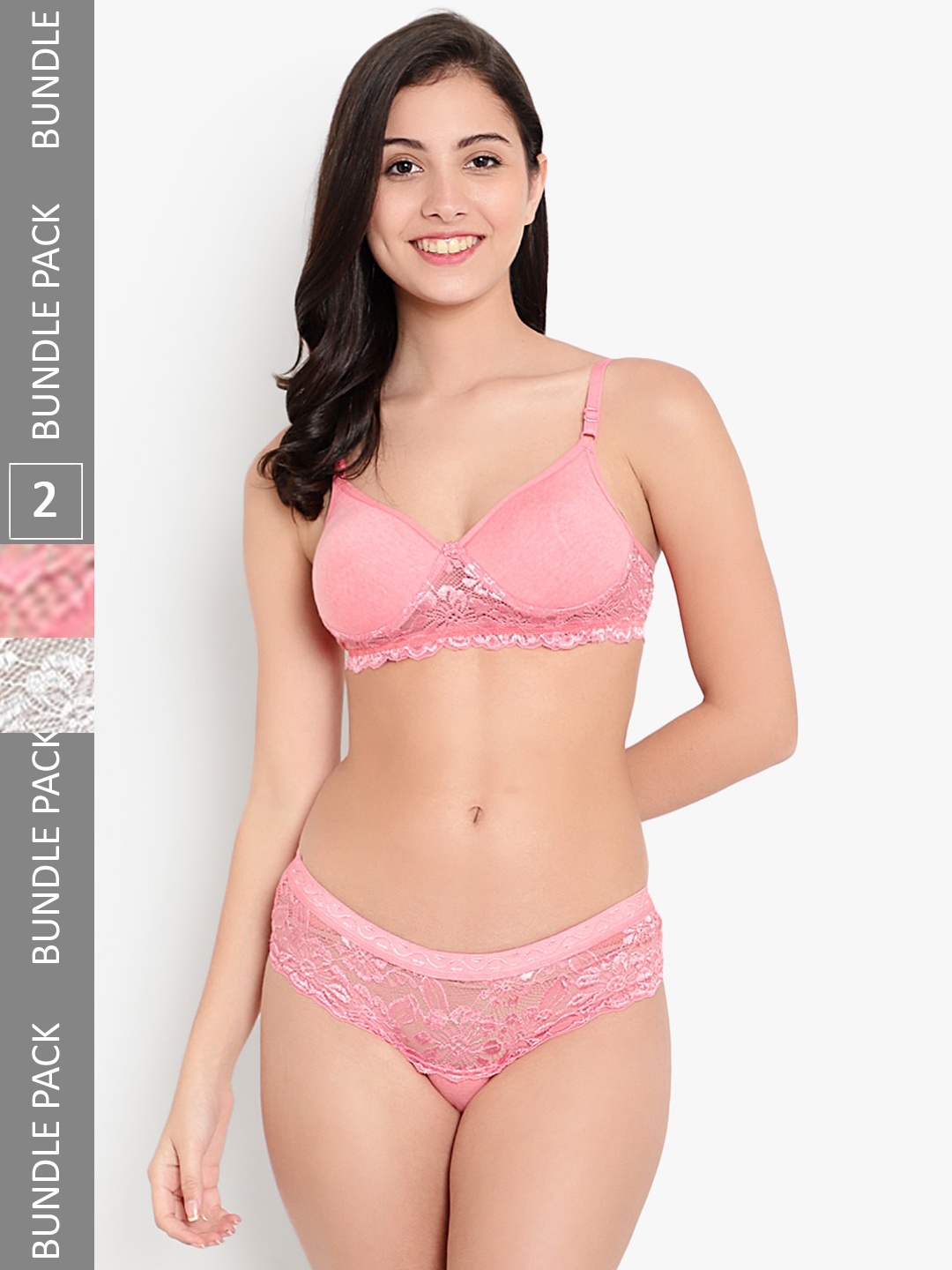 

KYODO Pack Of 2 Cotton Self-Design Lingerie Set KYODO_BR_PAN_Set_2_Grey_Pink
