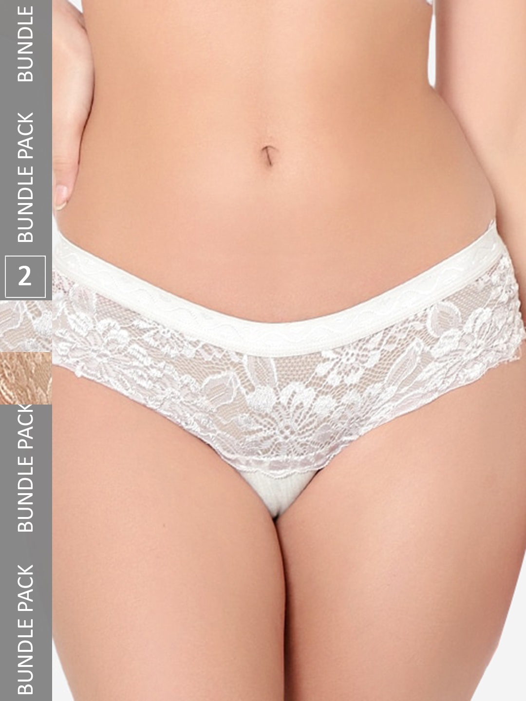 

KYODO Women Pack Of 2 Self Design Laced Hipster Briefs, Grey