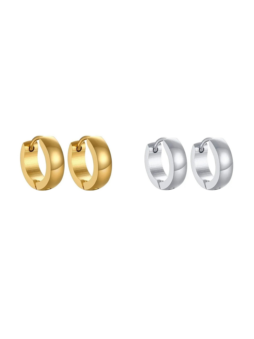 

KARISHMA KREATIONS Set Of 2 Contemporary Hoop Earrings, Gold