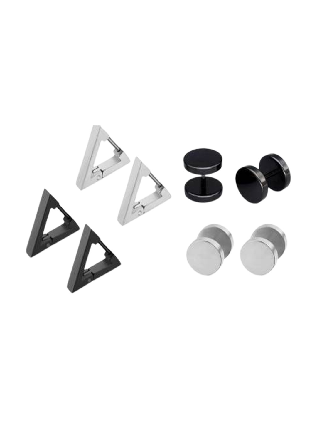 

KARISHMA KREATIONS Set of 4 Contemporary Hoops & Studs Earrings, Silver