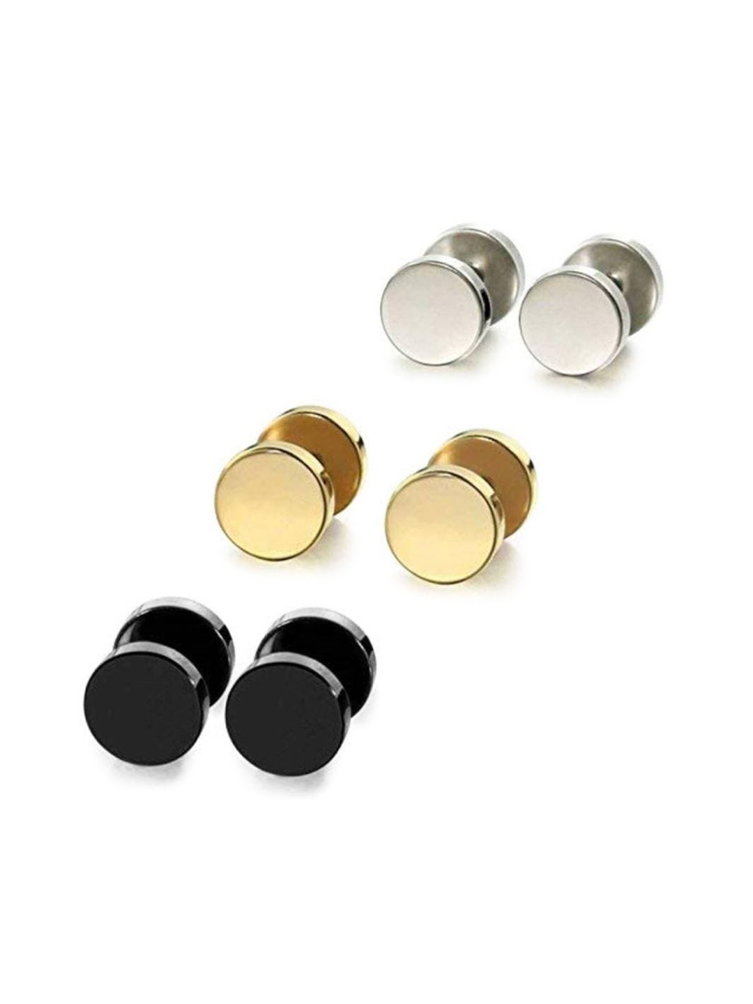 

KARISHMA KREATIONS Set Of 3 Gold-Plated Contemporary Studs Earrings