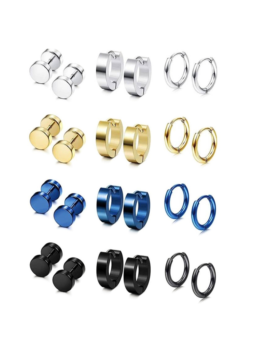

KARISHMA KREATIONS Set of 12 Contemporary Hoops & Studs Earrings, Gold