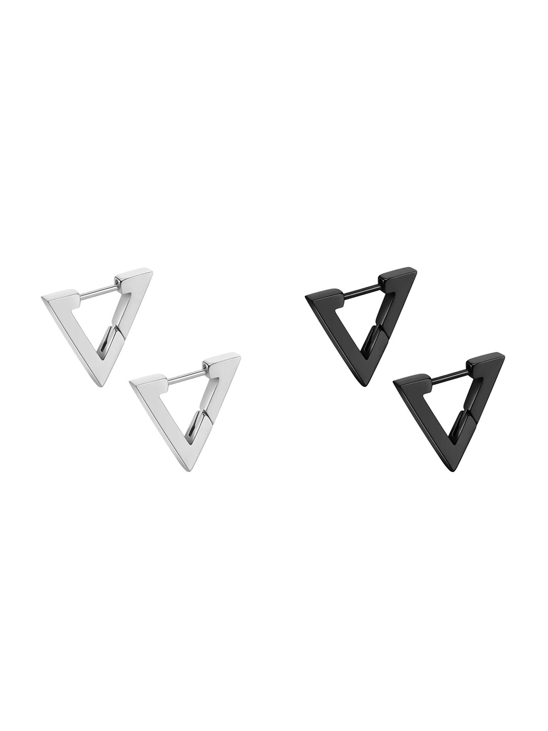 

KARISHMA KREATIONS Set of 2 Contemporary Hoop Earrings, Silver