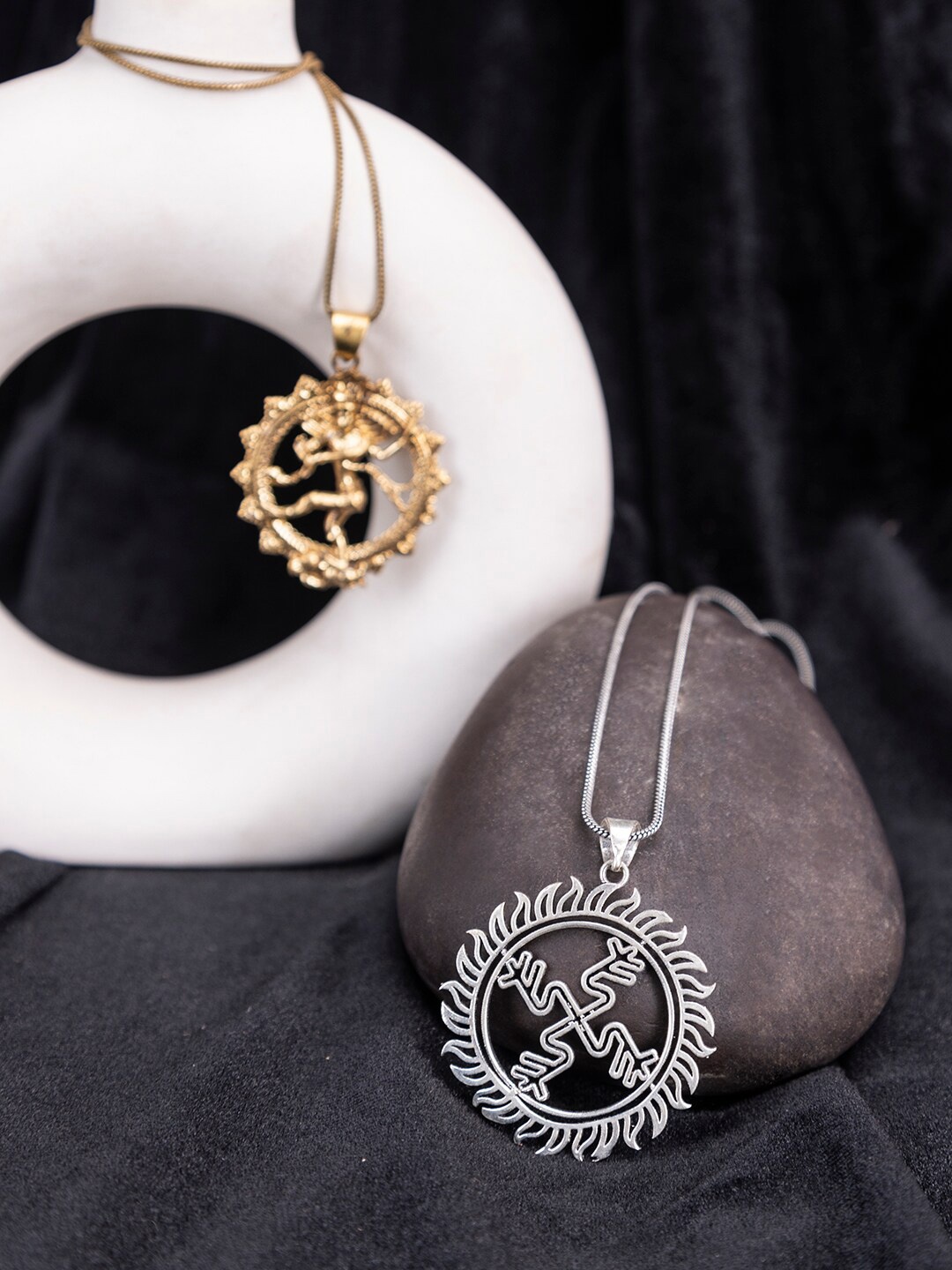 

Studio One Love Silver-Toned & Gold-Toned Brass Brass-Plated Temple Necklace