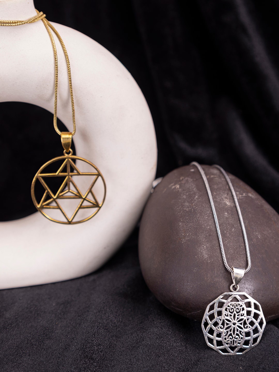 

Studio One Love Set of 2 Gold-Plated & Silver-Plated Contemporary Pendants with Chain