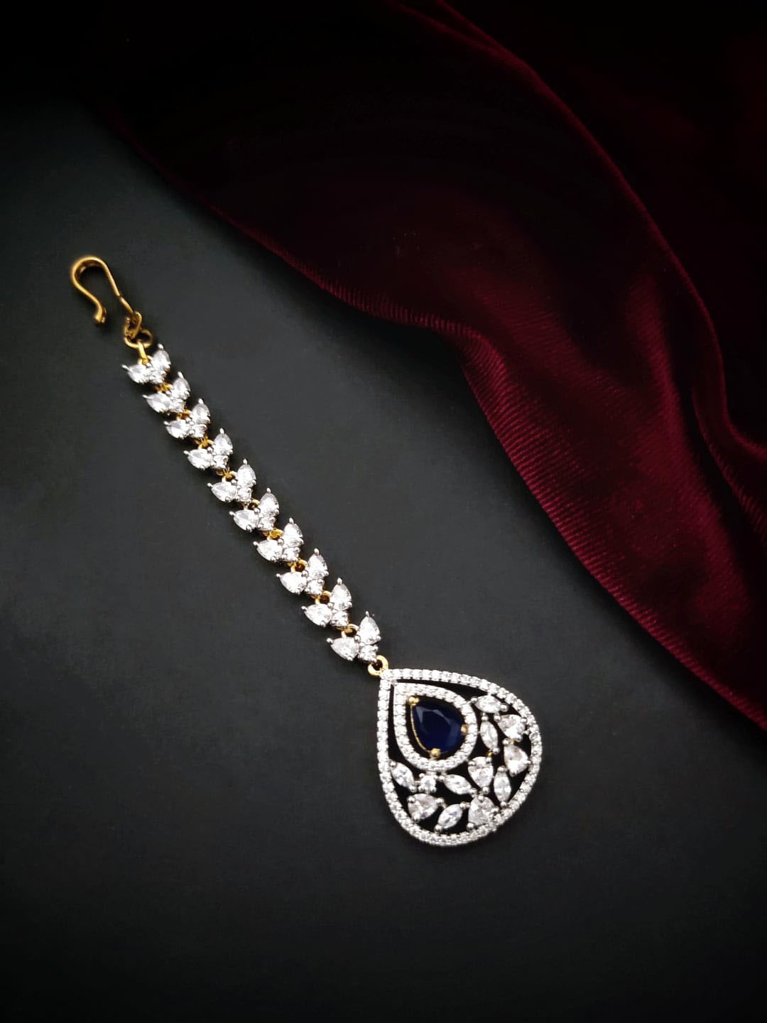 

Pihtara Jewels Gold-Plated AD Studded Maangtikka