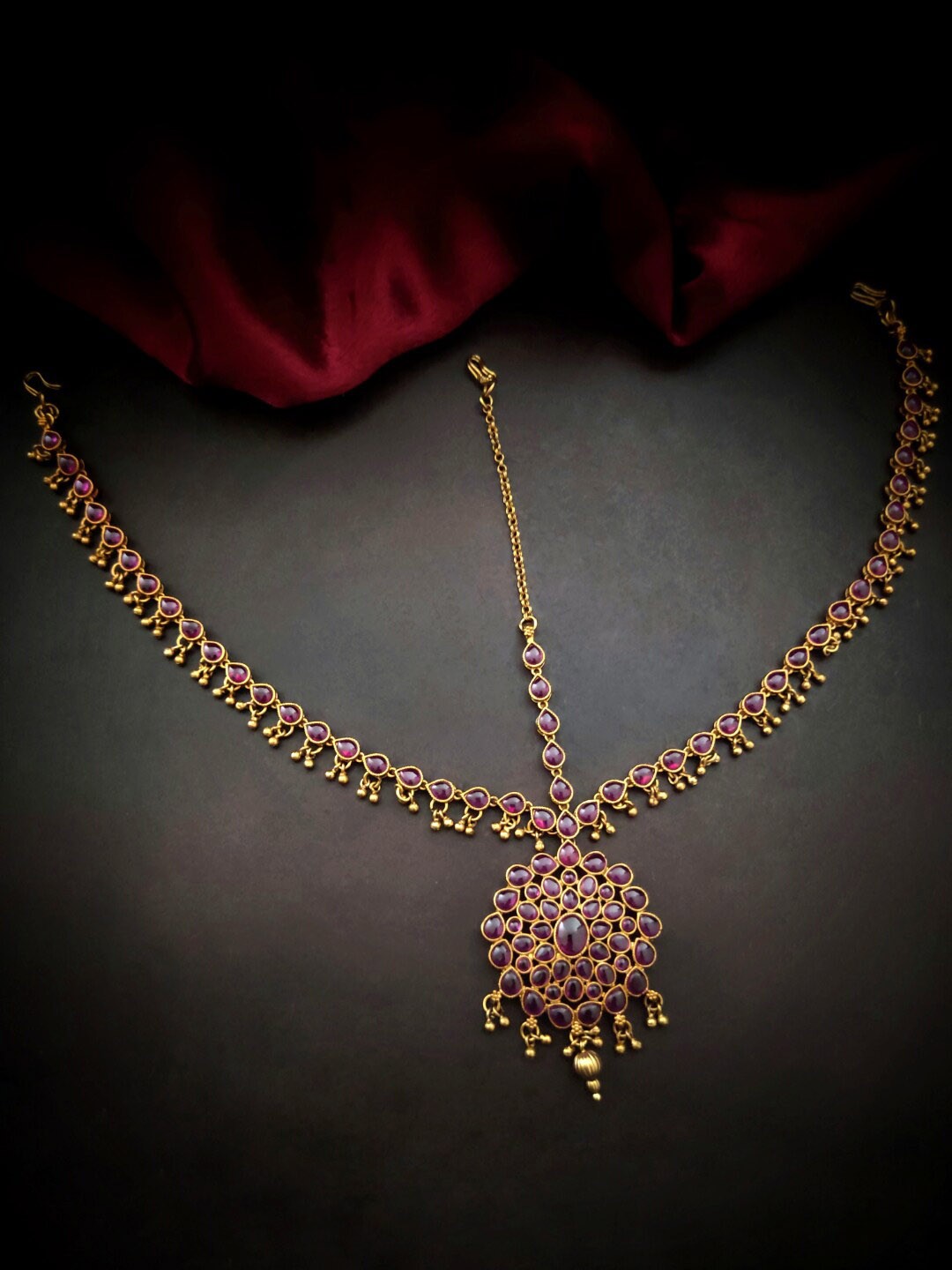 

Pihtara Jewels Gold-Plated Stone Studded Matha Patti