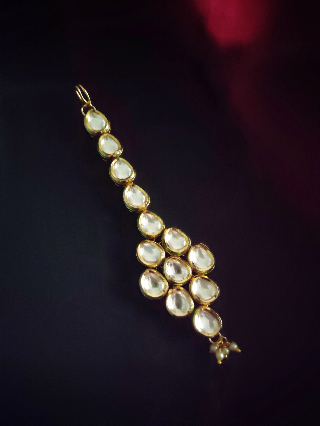 

Pihtara Jewels Gold-Plated Kundan Stone-Studded Maang Tikka, White