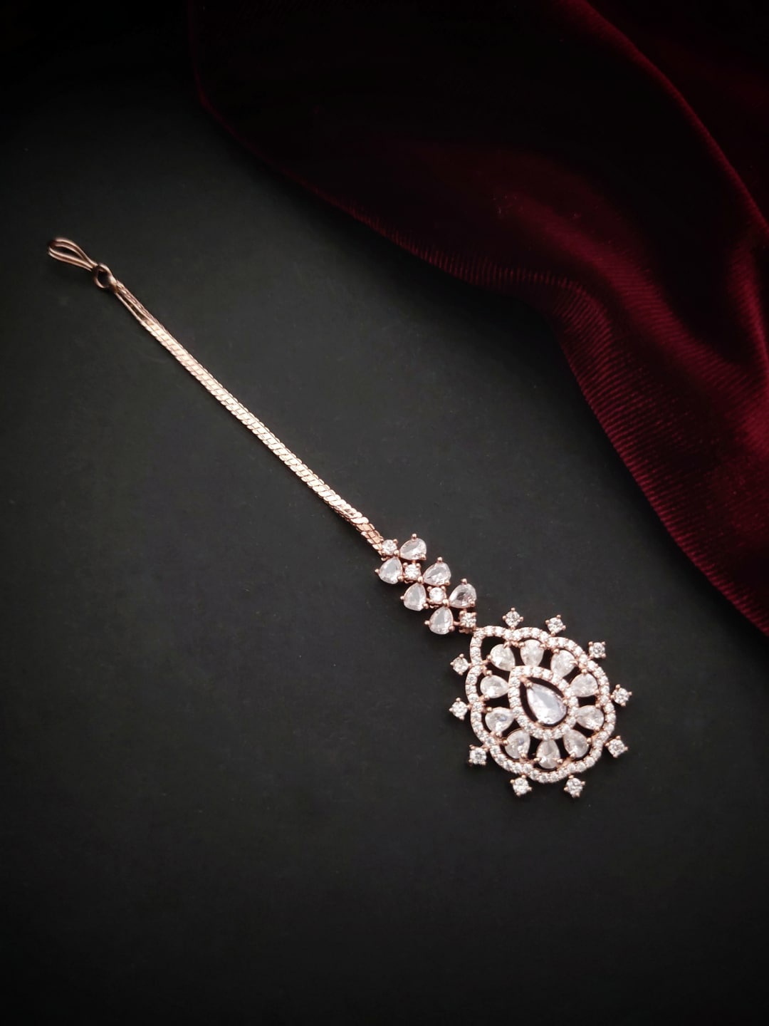 

Pihtara Jewels Rose Gold-Plated AD-Studded Head Jewellery