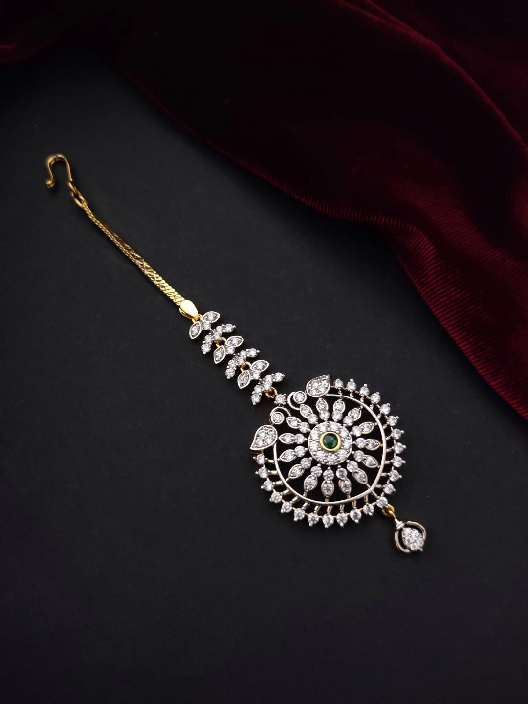 

Pihtara Jewels Gold plated AD-Studded Head Jewellery, White