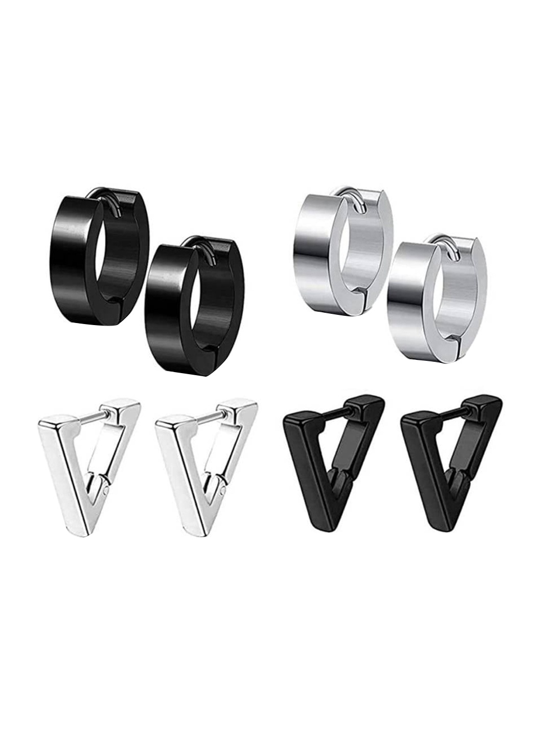 

KARISHMA KREATIONS Set of 4 Stainless Steel Hoop Earrings, Silver