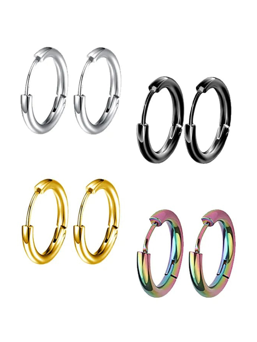 

KARISHMA KREATIONS Set of 8 Stainless Steel Hoop Earrings, Silver