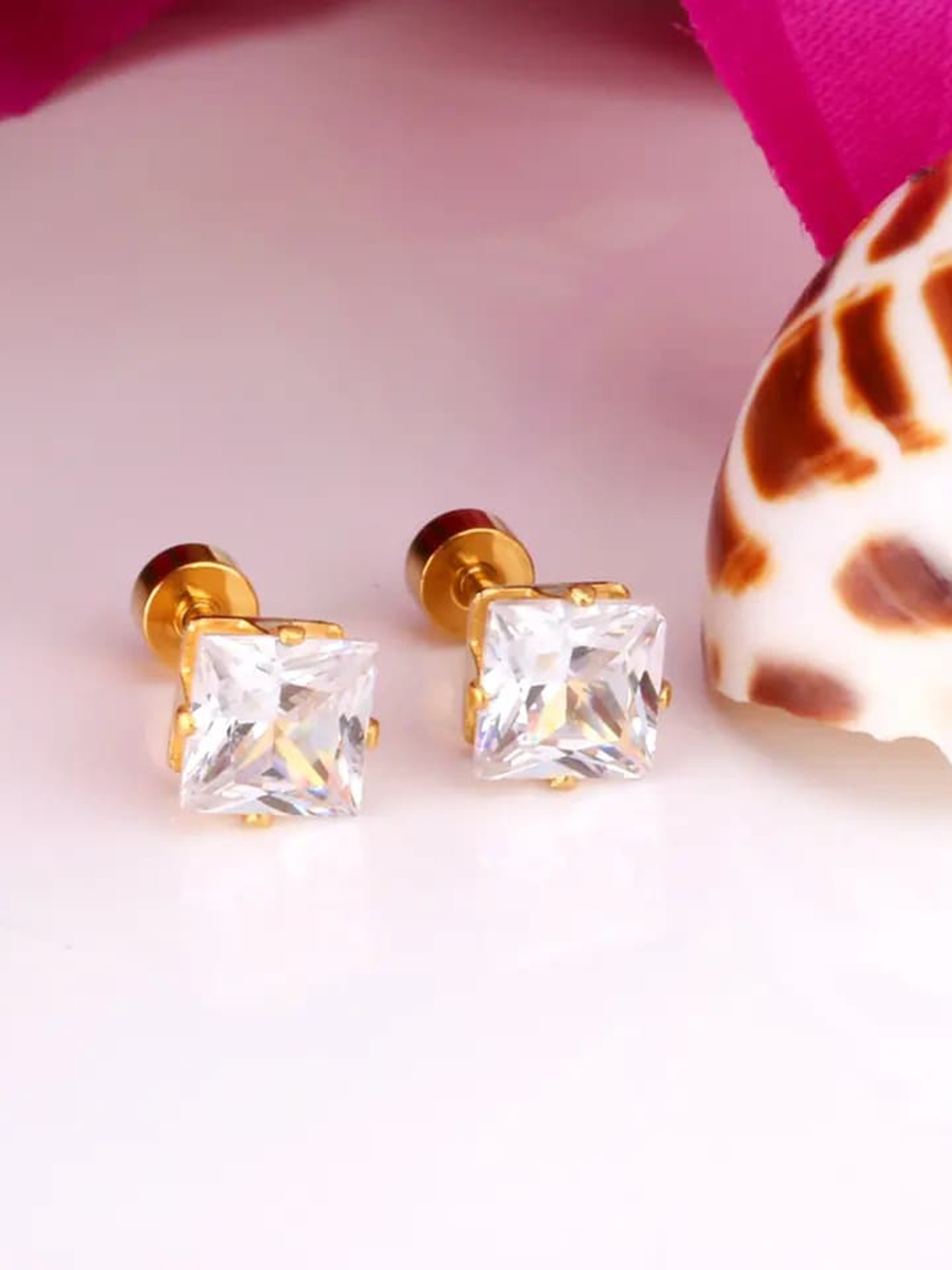 

KARISHMA KREATIONS Set of 2 Gold-Plated Contemporary Hoops & Studs Earrings