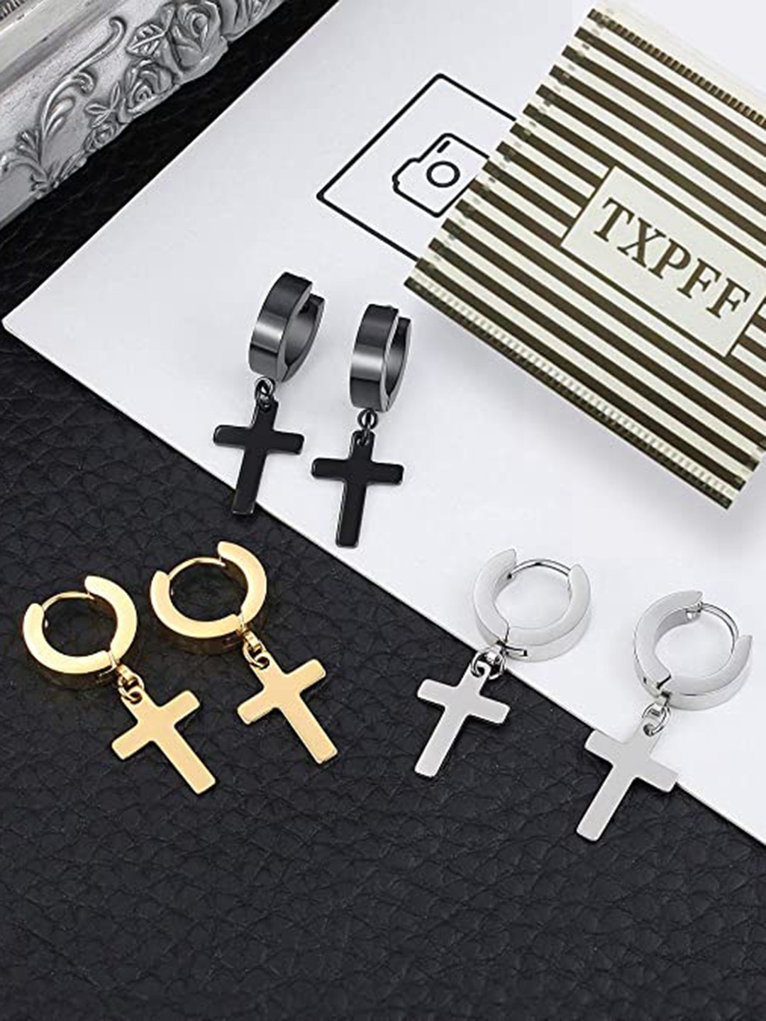 

KARISHMA KREATIONS Set of 9 Stainless Steel Hoop Drop And Studs Earrings, Gold