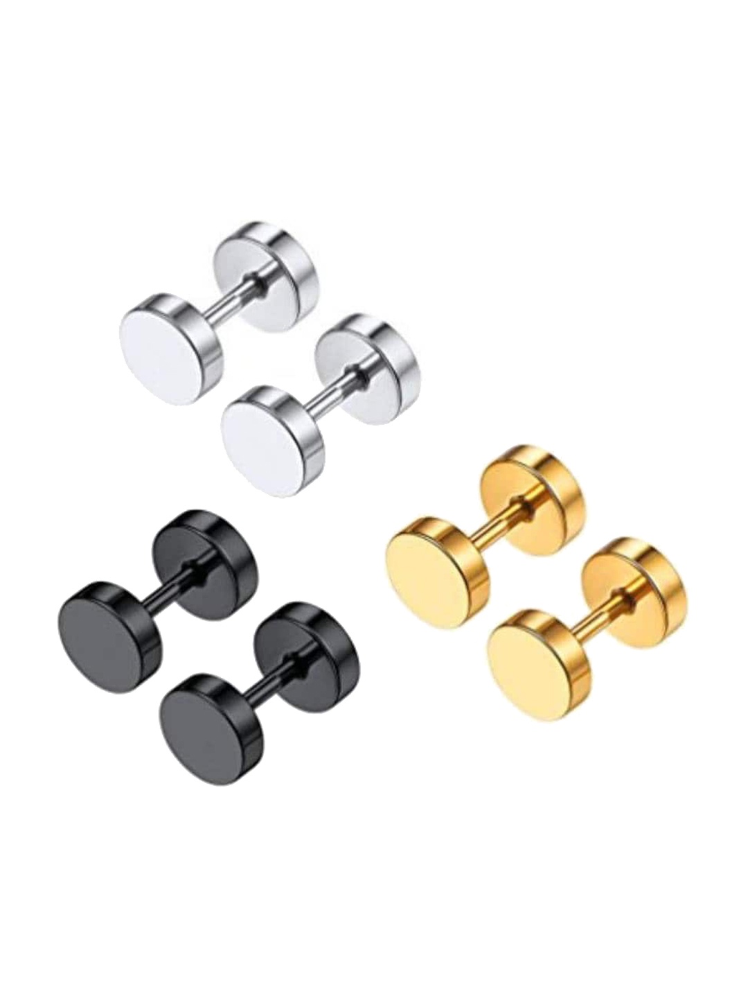 

KARISHMA KREATIONS Set of 6 Contemporary Hoops & Studs Earrings, Silver