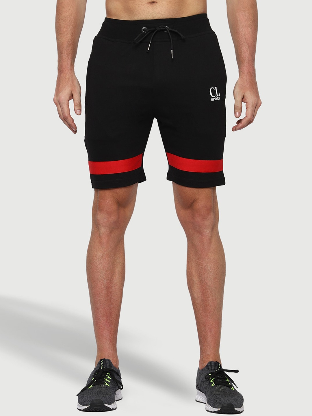 

CL SPORT Men Mid-Rise Cotton Shorts, Black
