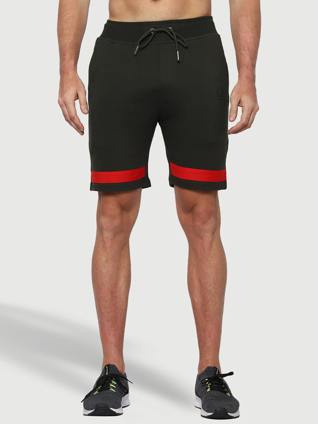 

CL SPORT Men Mid-Rise Cotton Sports Shorts, Olive