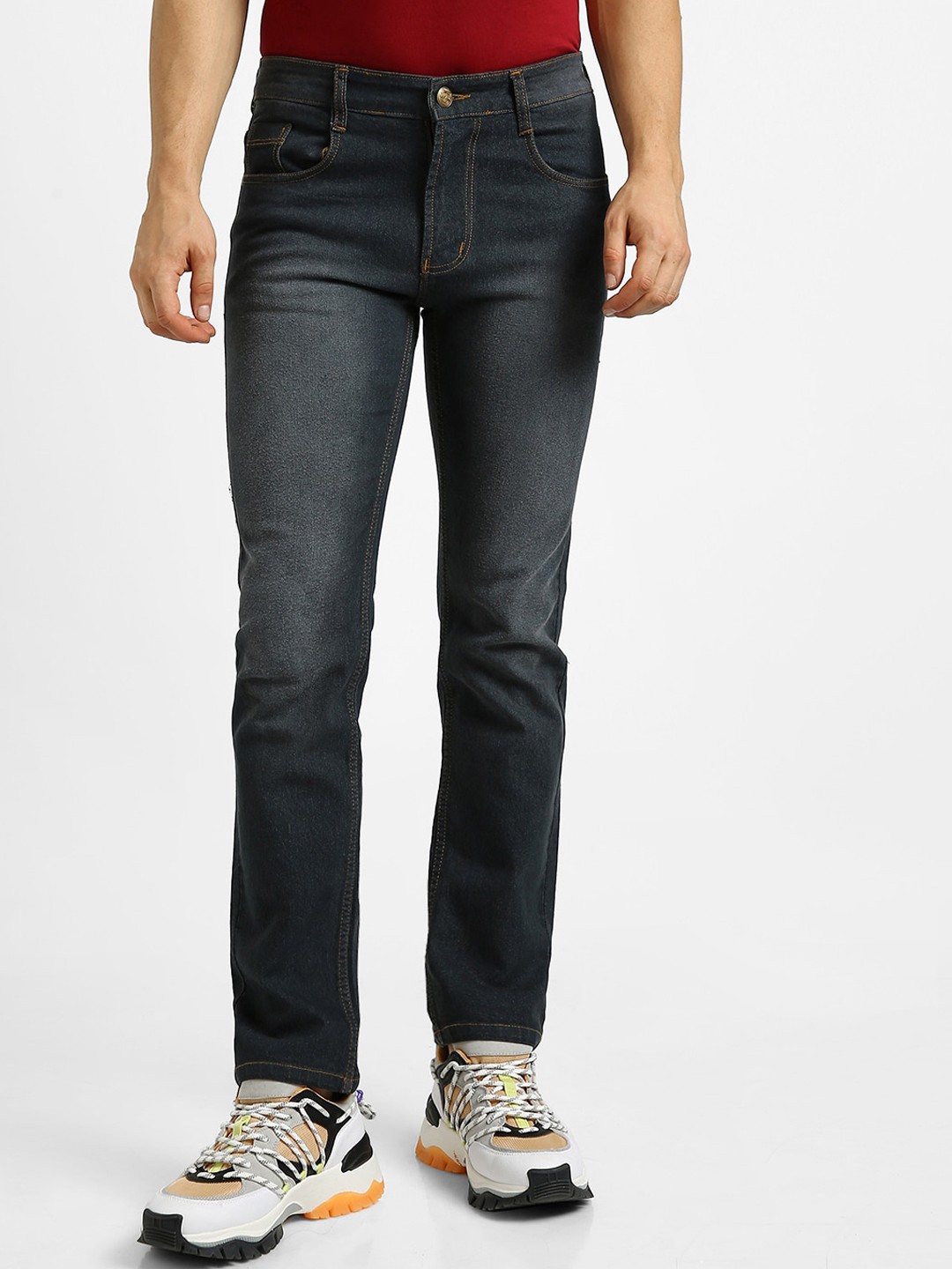 

Urbano Fashion Men Light Fade Stretchable Jeans, Grey