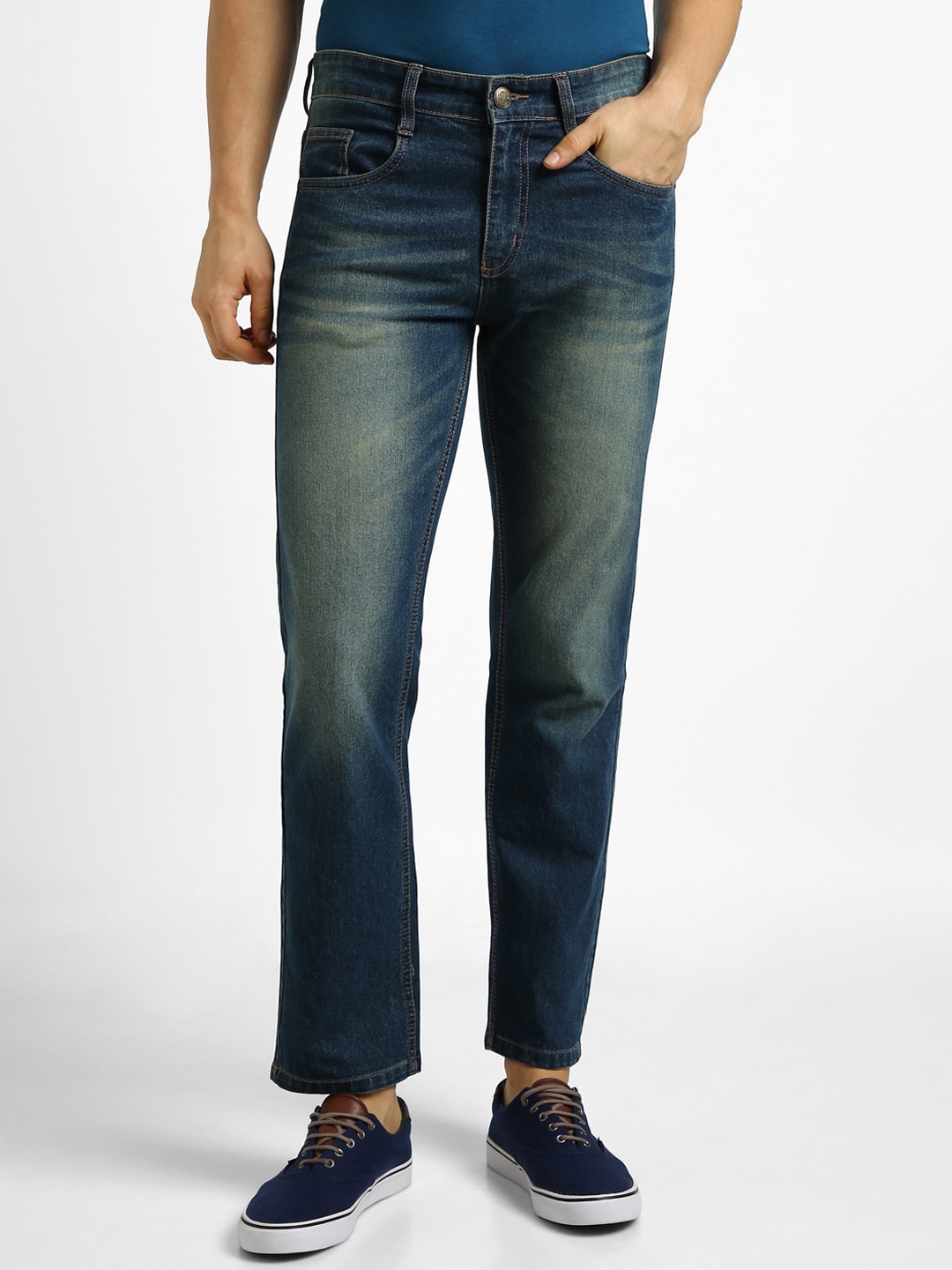 

Urbano Fashion Men Heavy Fade Stretchable Jeans, Blue