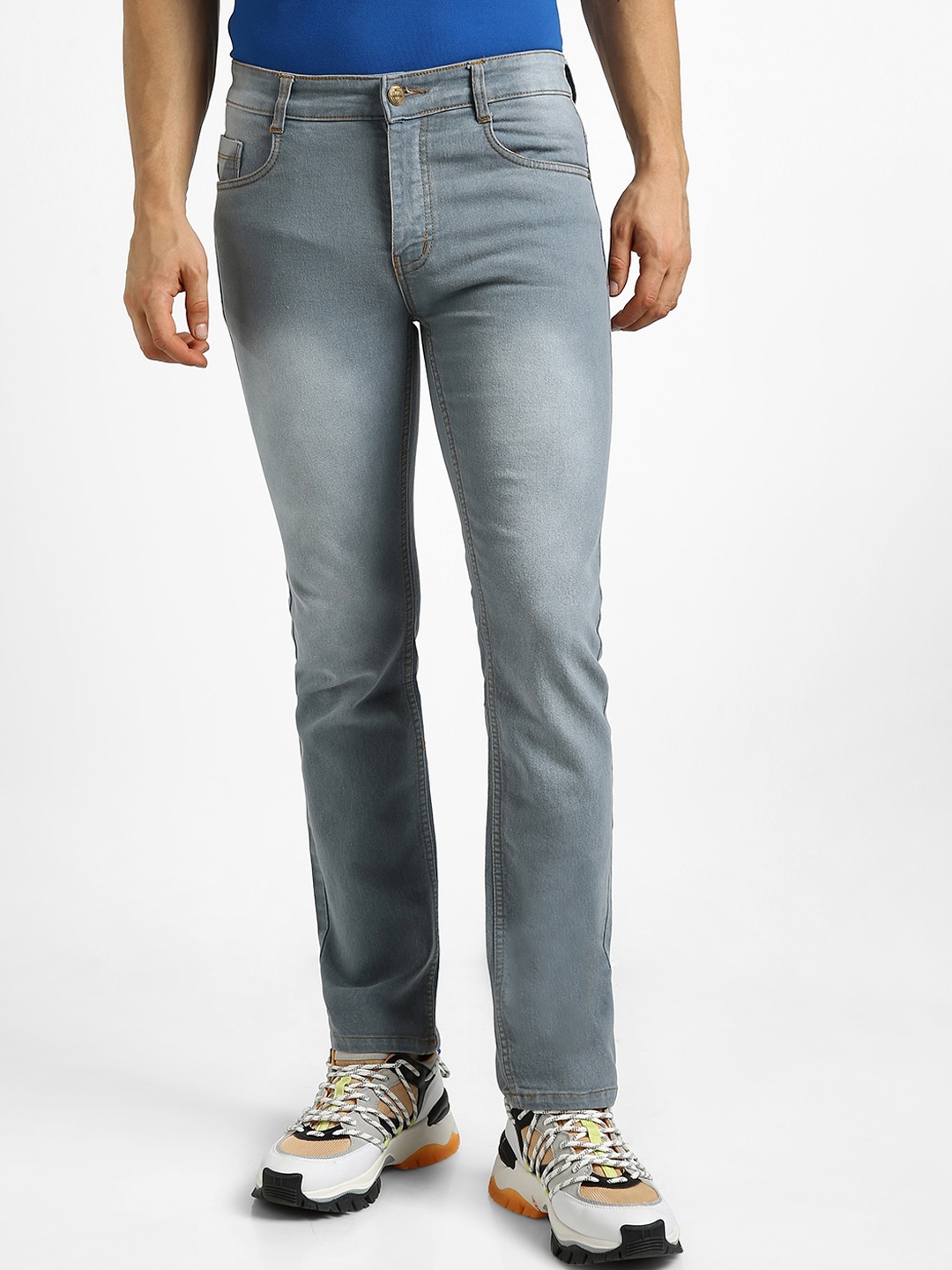 

Urbano Fashion Men Heavy Fade Stretchable Jeans, Grey