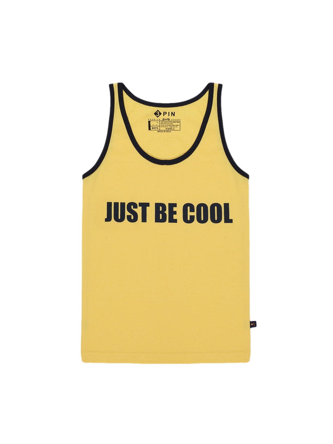 

3PIN Boys Printed Cotton Basic Vests, Yellow