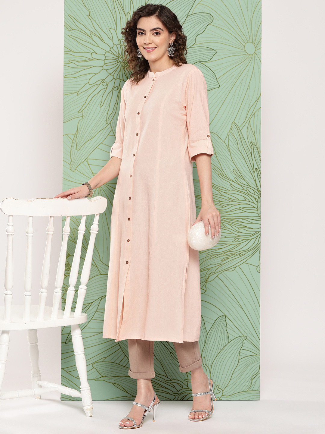 

Juniper Women Solid Cotton Kurta, Peach