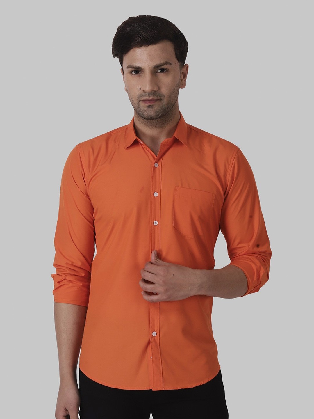 

Voroxy Men's Cotton Casual Shirt, Orange