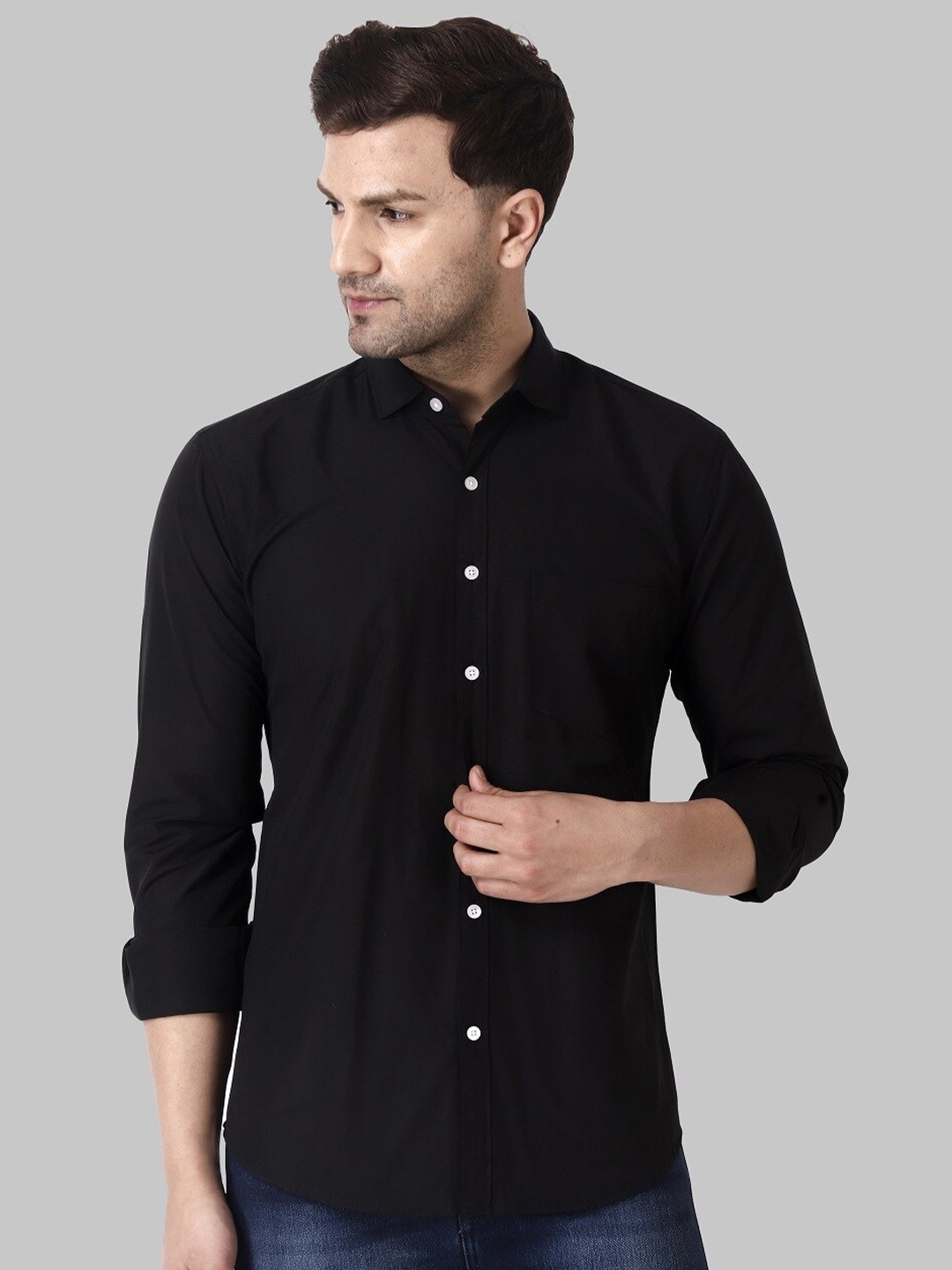 

Voroxy Men's Cotton Casual Shirt, Black