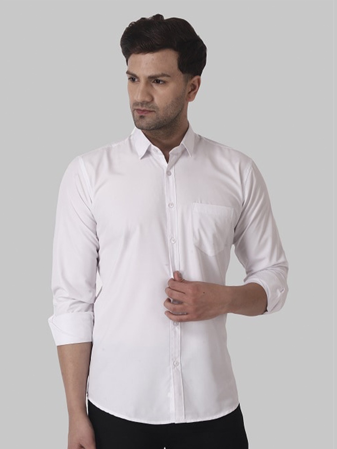 

Voroxy Spread Collar Twill Cotton Casual Shirt, White