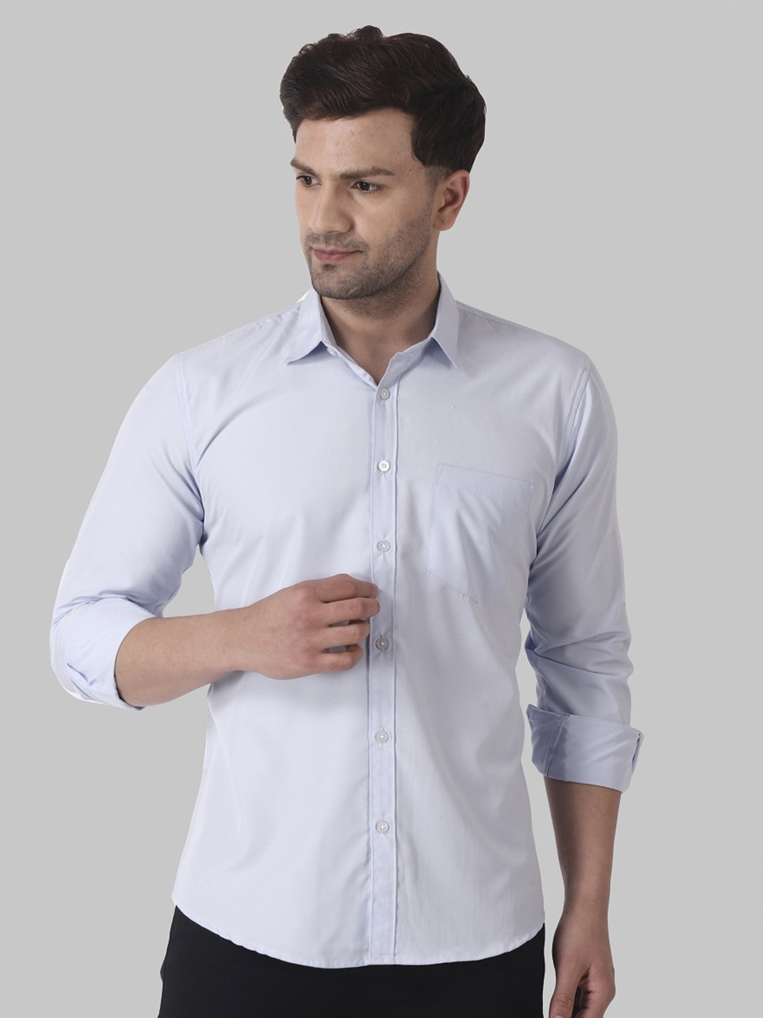 

Voroxy Spread Collar Twill Cotton Casual Shirt, Blue