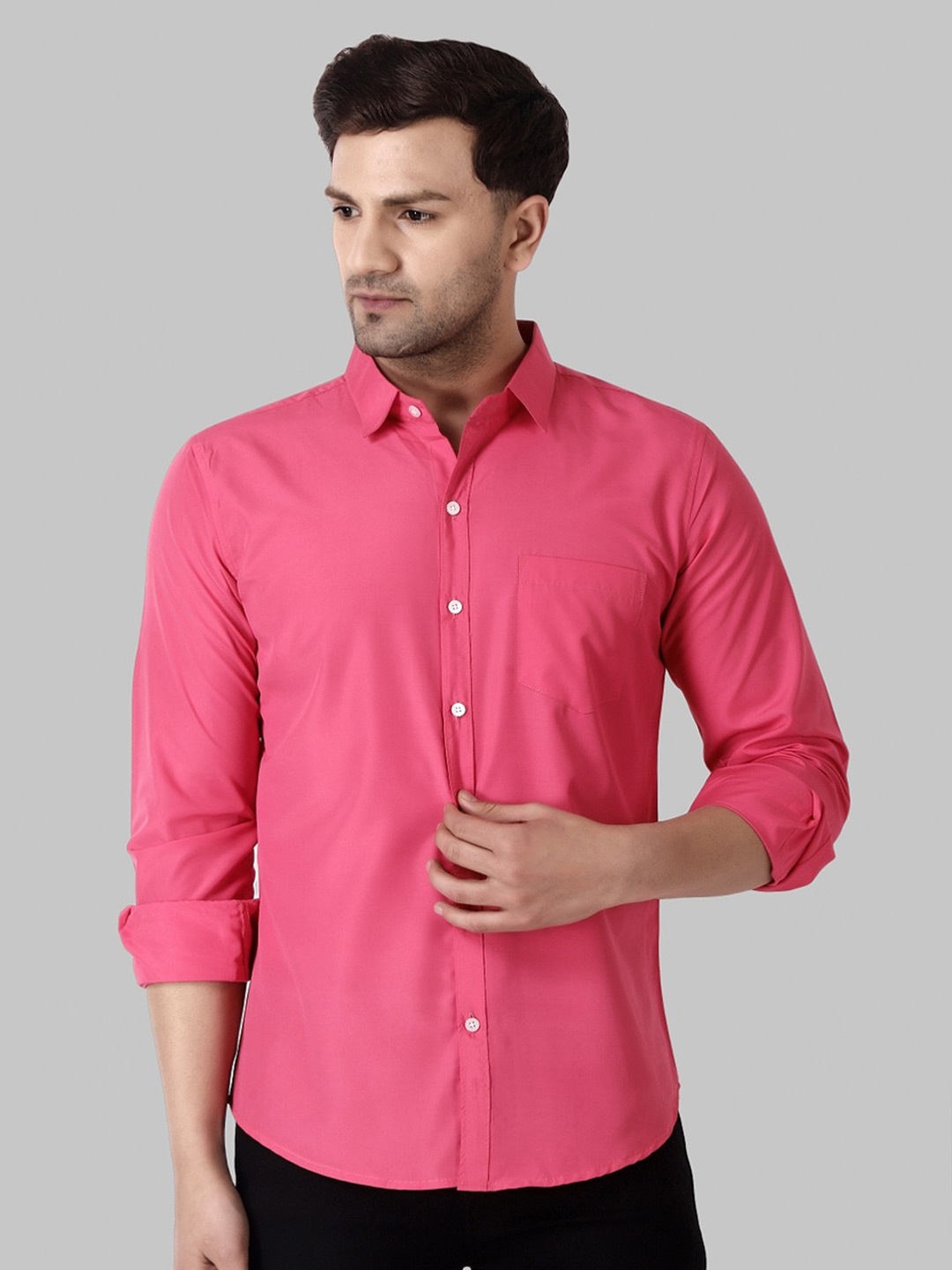 

Voroxy Spread Collar Twill Cotton Casual Shirt, Pink