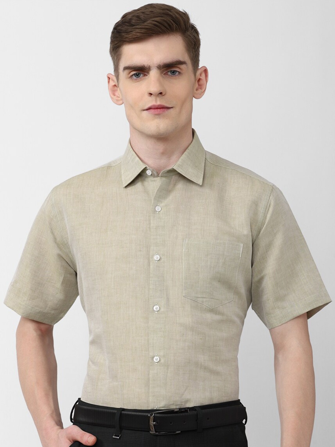 

Van Heusen Linen Cotton Formal Shirt, Olive