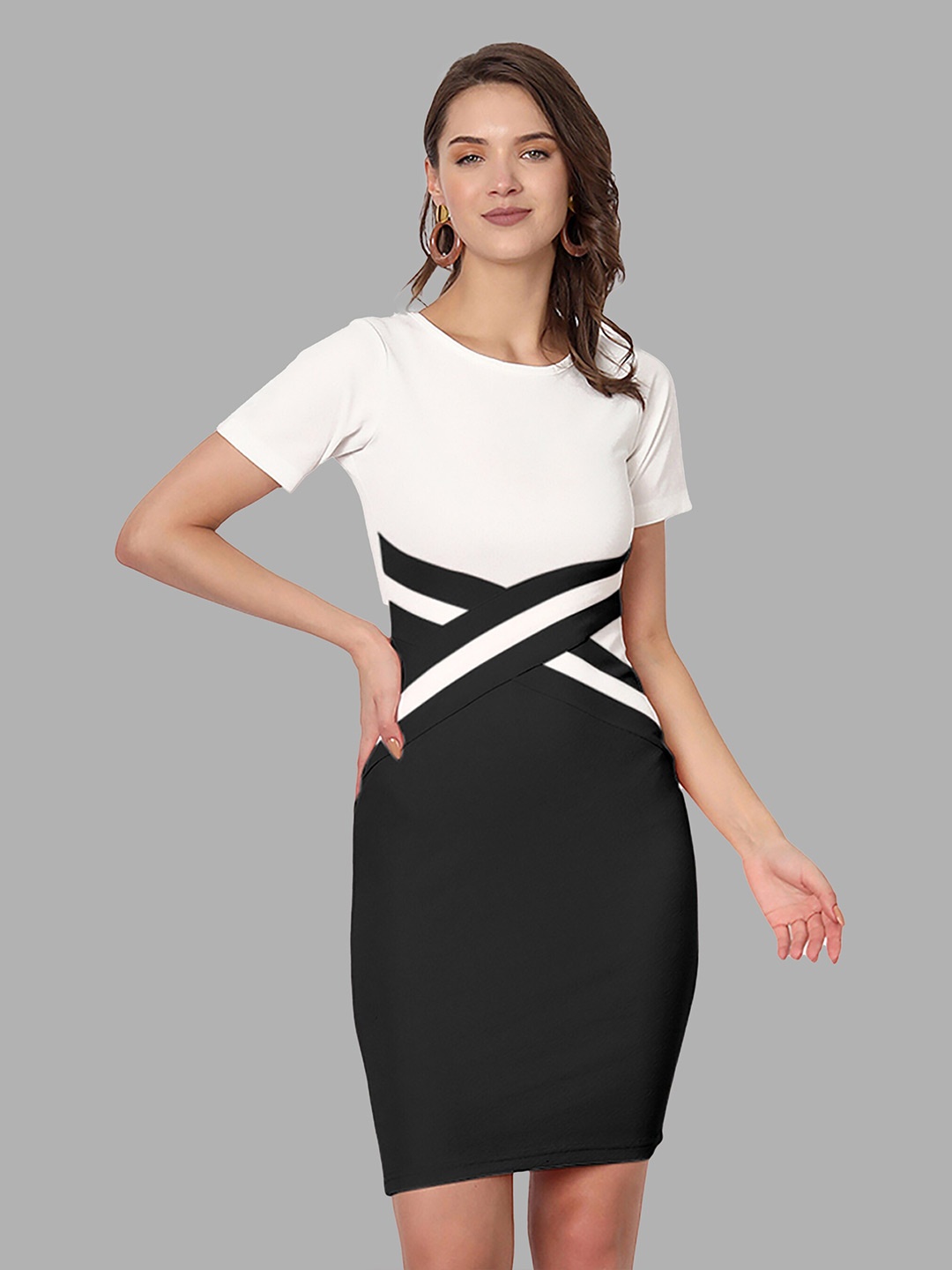 

LEE TEX Colourblocked Bodycon Dress, Black