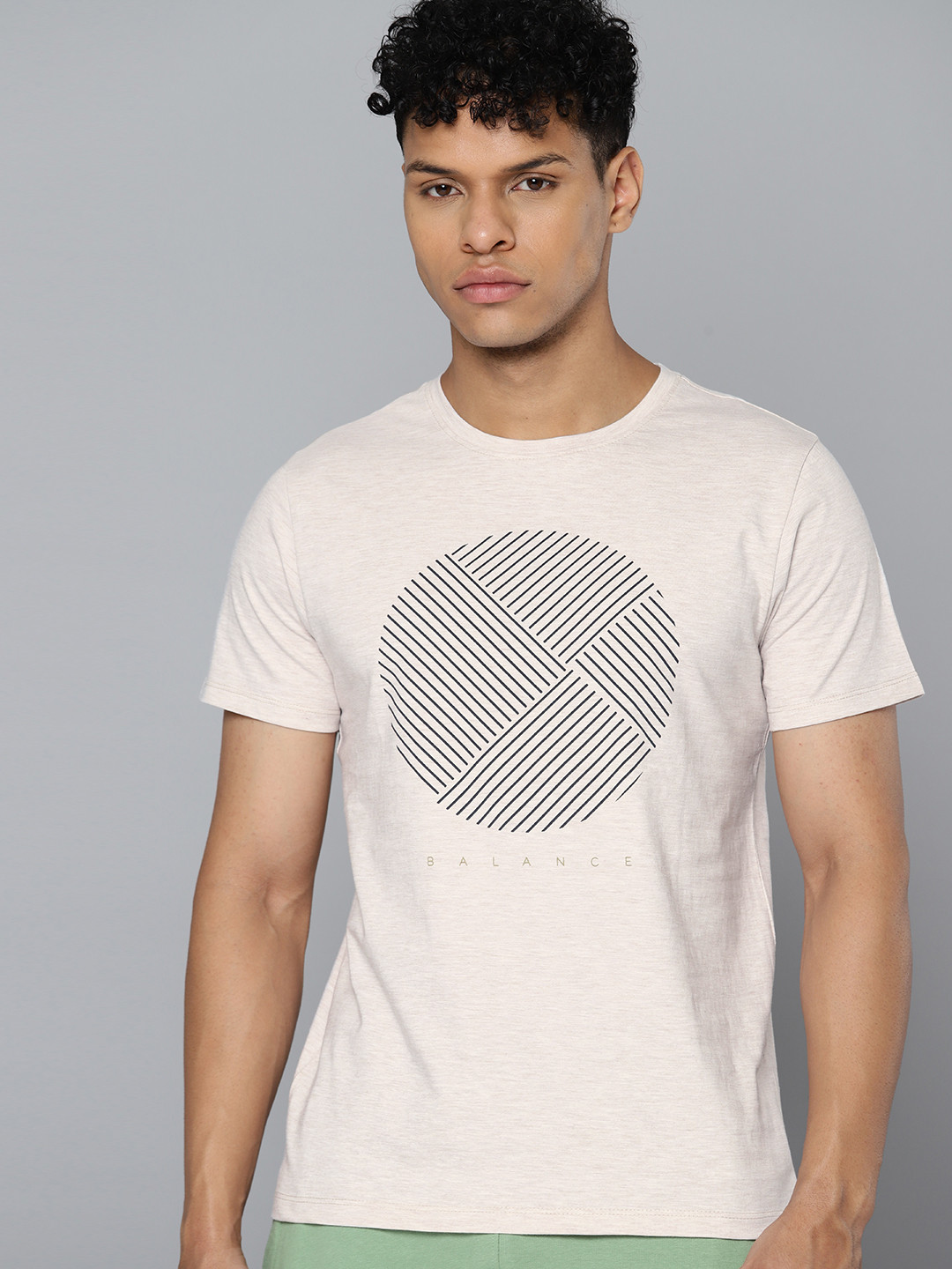 

HRX By Hrithik Roshan Men Printed Cotton Bio Wash Yoga Lounge T-shirt, Beige