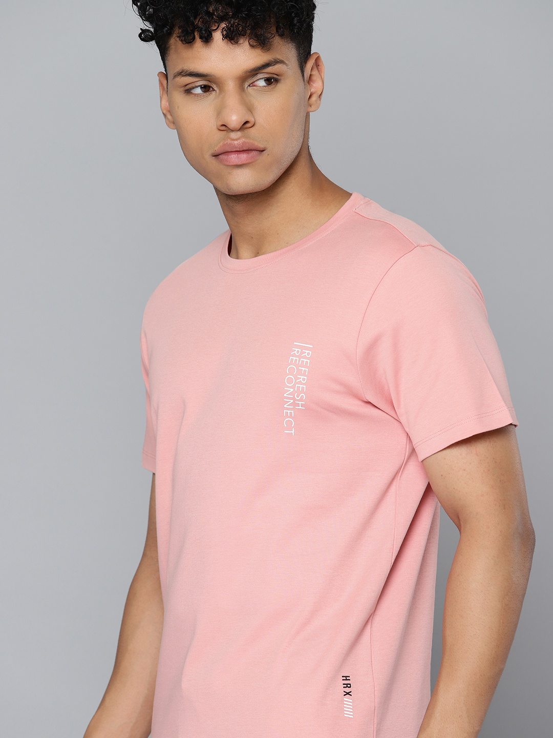 

HRX By Hrithik Roshan Men Printed Cotton Bio Wash Yoga Lounge T-shirt, Pink