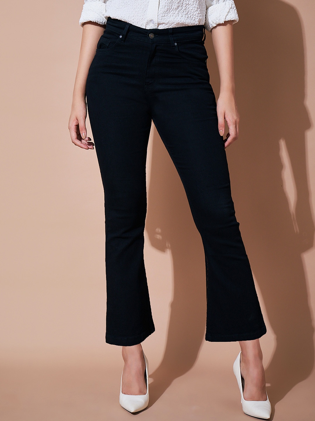 

SASSAFRAS BASICS Women Bootcut Stretchable Jeans, Black