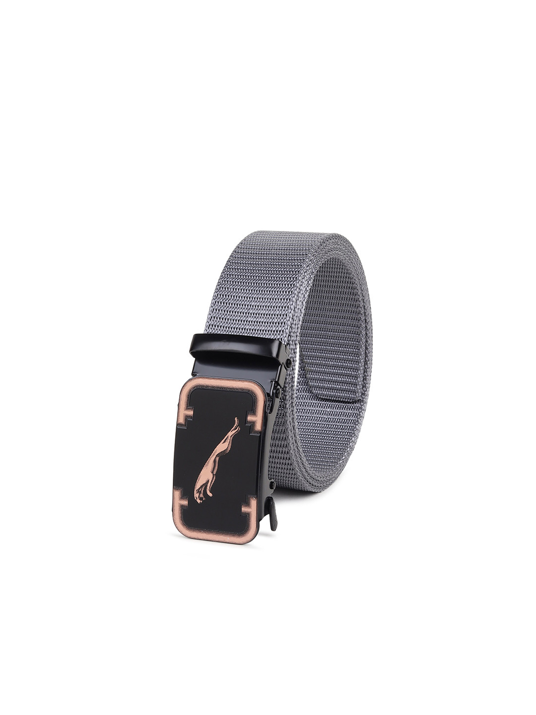 

HENEDA Men Woven Design Slider Buckle Belt, Grey