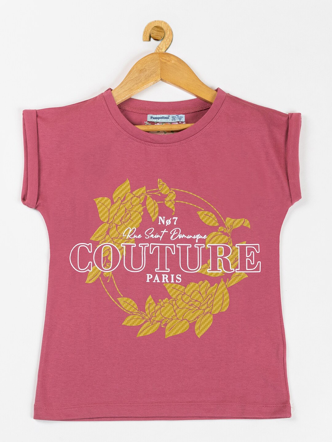 

PAMPOLINA Floral Printed Extended Sleeves Cotton Top, Pink